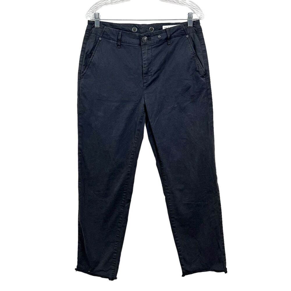Rag & Bone Womens Pants Tapered Stretch Raw Hem Pockets High Rise Charcoal 27*